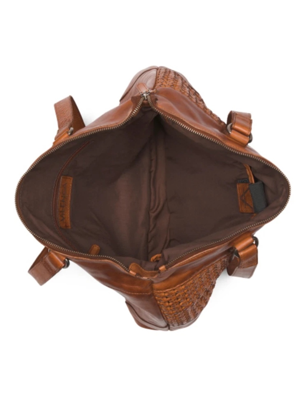 NWT VILENCA HOLLAND MADE IN ITALY LEATHER WOVEN KNOT W/LAPTOP SLEVE TOTE COGNAC - Picture 3 of 5